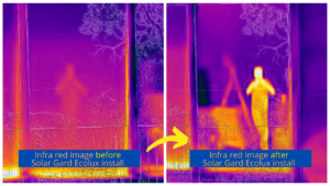 Before and after IR image of Solar Gard Ecolux _ Suntamers NZ